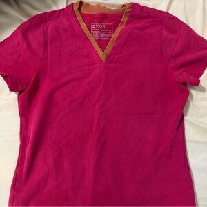 Figs Women's Short Sleeve Top in Pink and Orange